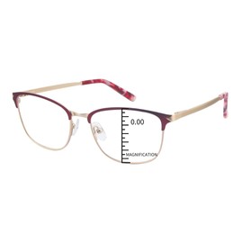 ProEyes Antlia, Multifocal Blue Light Blocking Readers w/Spring Hinge, 0 Power on Top Lens, Anti-Reflective Lens (Red, 2.25 x)