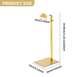 Aramanara 2 Pack Adjustable Height Handbag Display Rack, Stainless Steel Purse Display Stand, Gold Single Hook Handbag Rack for Scarves, Hats, Necklaces