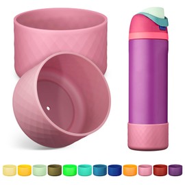 Alwenid 2PCS Silicone Water Bottle Boot for Owala 24 Oz, Anti-Slip Protective Sleeve Bottom Bumper Protector for FreeSip, Twist, and Flip Stainless Steel Water Bottles (Rose)