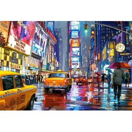 QYSFriday Paint by Numbers for Adults Beginner,Times Square Paint by Number for Adults with Paintbrushes Acrylic Pigment, Newyork Square Paint by Number City Night View 16 x 20 Inch Without Frame