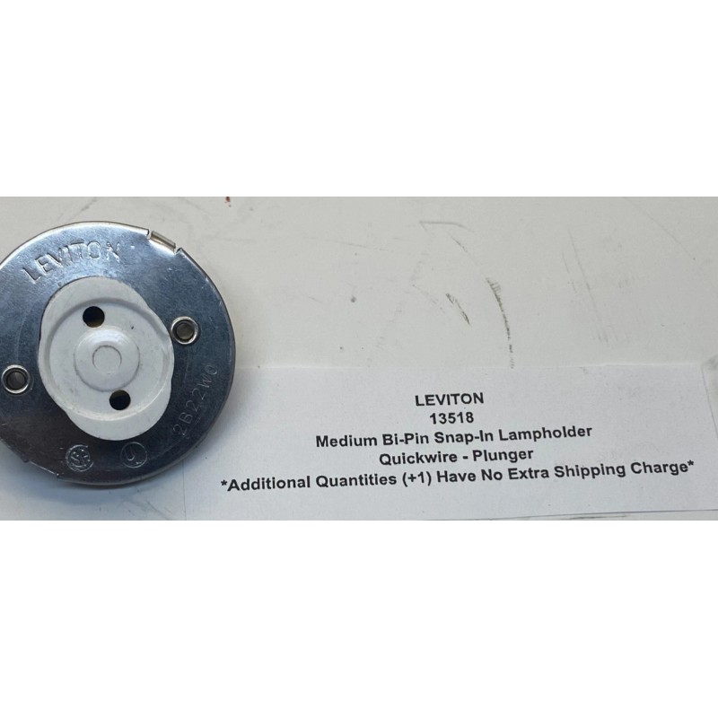 LEVITON 13518 Medium Bi-Pin Snap-In Lampholder - Quickwire - Plunger