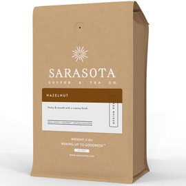 Sarasota Coffee Ground Hazelnut | Medium Roast Gourmet Flavored Coffee Grounds | Low Acid, Mold Free, Specialty Grade, Flavored Bulk Ground Coffee | 5lb (80 oz)