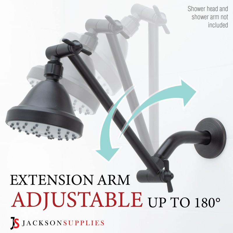 Shower Head Extension Arm by JS Jackson Supplies, Adjustable 10