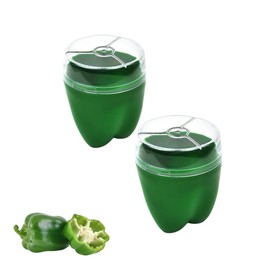 XIZHI 2 Pack Onion Storage Containers Reusable Refrigerator Onion Saver Container Keep Onion Fresh for Leftover Onion Storage Holder for Fridge (Green Pepper)