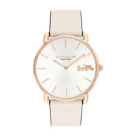 Coach 14504380 Elliott Women's Wristwatch, 1.4 inches (36 mm), Rose Gold, White, Sunray, Dial, Chalk Leather, silver white/chalk