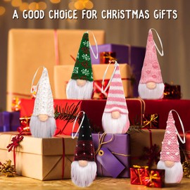 EKKONG 6 Pieces Small Plush Gnome Christmas Decoration, Christmas Gnomes for Hanging, Christmas Gnomes, Scandinavian Santa Elf Plush Toys, Hanging Santa Claus Christmas Decoration