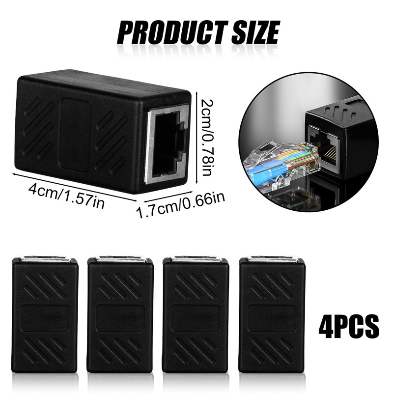 RJ45 Coupler, 4Pieces 10Gbps High-Speed Shielded Ethernet Extension Adapter Network