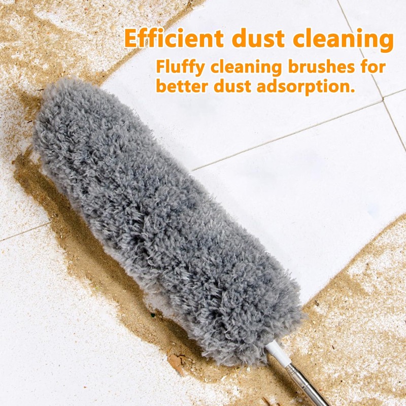 Washable Telescopic Duster, Duster, Rod and Bendable Corner Brush, Microfibre