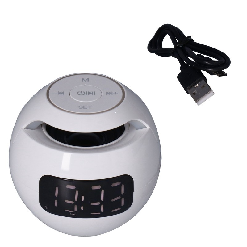Multifunctional Bluetooth 5.0 Alarm Clock Speaker Rechargeable Ball Shape Portable