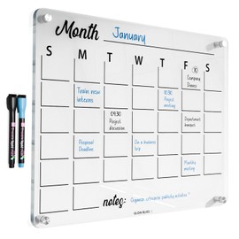 Premium Acrylic Calendar for Wall | Clear White Board | Glass Calendar, Clear Calendar for Wall | 17" x 13.5" | Acrylic Wall Calendar | Acrylic White Board, Family Wall Calendar | reusable calendar for wall, acrylic board for wall
