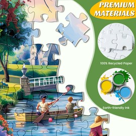 500 Pieces Puzzle for Adults,Waterside Cottage Puzzle,Recycled Cardboard Peaceful Pond Puzzles 500 Pieces,Challenging Game Home Decor Birthday Party Gift Toy for Adults Kids Seniors 20.5 * 15 in