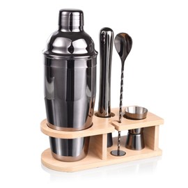 Cocktail Shaker Set, 5-Piece 750 ml Stainless Steel Bartender Kit, Professional Martini Mixing Bartending Kit Combination, Home Stylish Bar Tool Set with Cocktail Recipe Book (Grey)