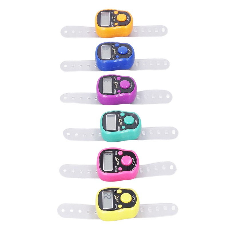 6 Pcs Electronic Finger Counter Portable Lightweight Adjustable Ring Clicker