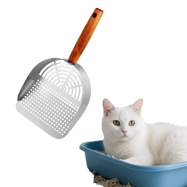Aywenny Stainless Steel Metal Cat Litter Scoop with Holder,Heavy Duty