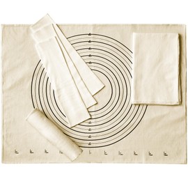 Tessco 6 Pieces Pastry Cloth and Rolling Pin Cover Set Includes 2 Pcs 25 x 20 Inch Large Cotton Pastry Mat 4 Pcs 14 x 2.5 Inch Rolling Pin Cover Sleeves for Dough Bread Pie Baking Kitchen Supplies