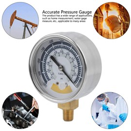 Pressure Gauge Vacuum, 0-14 psi G1/4 Inch Connection Pressure Gauge Accurate Instrument for Vacuum Pump, Psi Pressure Gauge