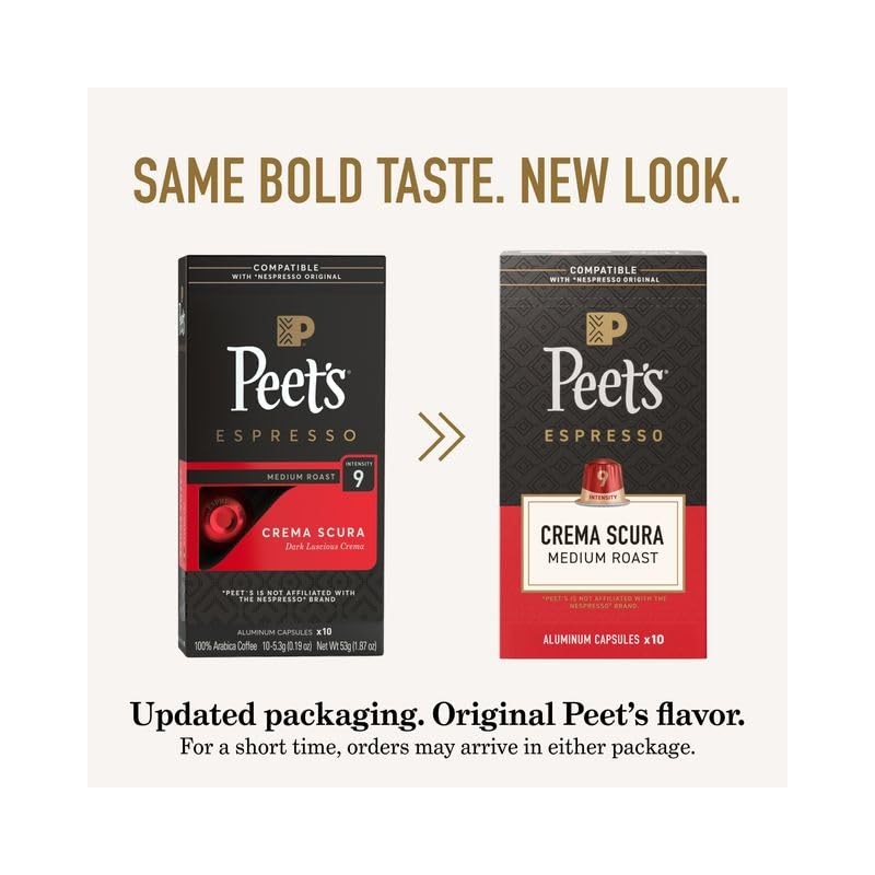 Peet's Coffee, Dark and Medium Roast Espresso Capsules Variety Pack