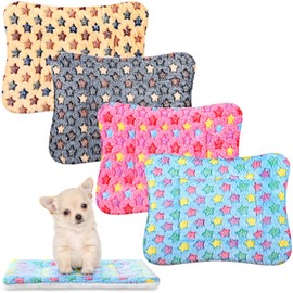 Tuanse 4 Pack Guinea Pig Bed Mat Bedding Rabbit Winter Bed Pad for Indoor Warm Small Animal Bed Mattres Fleece Sleeping Pad for Hedgehogs Bunny Ferrets Hamster(13 x 19 Inch, Little Star)