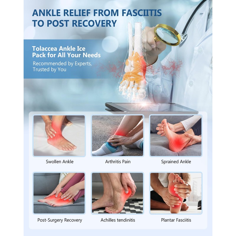 Ankle Foot Ice Pack Wrap for Injuries, Reusable Gel Ice