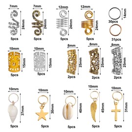 Litinliv 159 Stück Aluminium Haarspule Dreadlocks,Haar Dreadlocks Zubehör,Braids Perlen Haarschmuck,Braids Schmuck,Haar Geflecht Ringe Haarschellen mit Aufbewahrungsbox,für Zöpfe Dekoration
