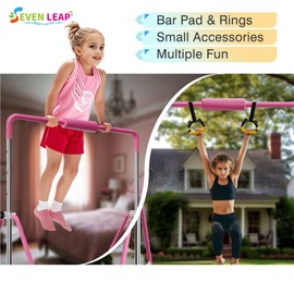 Seven Leap Expandable Bar for Junior Gymnasts - Adjustable and Folding Design，Expandable Horizontal Bars Durable and Sturdy Bars. (Pink)