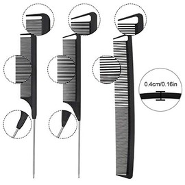 Patelai 12 Pcs Rat Tail Combs Set Parting Comb for Braiding Fine Tooth Combs with Steel Pintail Heat Resistant Teasing Hair Tools for Women Salon Hair