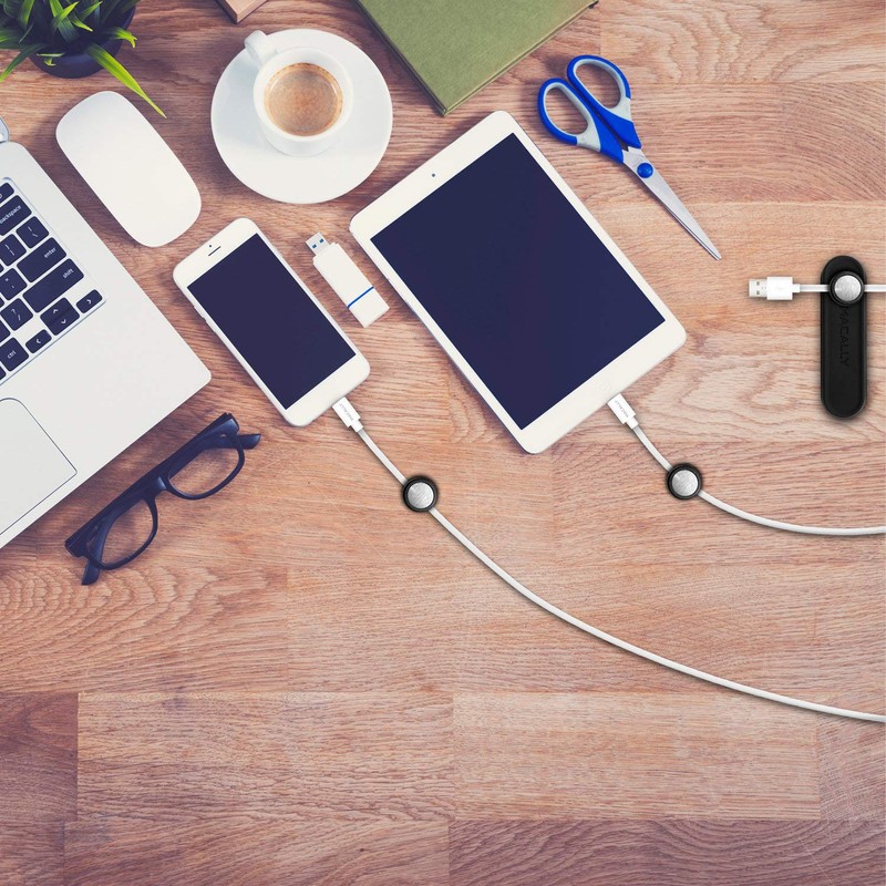 Macally CABLEHOLDMAG Magnetic Cable Holder, Black