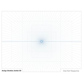 Design Ideation SKETCH 3D Perspective Grid Paper Pad. Multi-Media paper pad for Pencil, Ink, Marker and Watercolor Paints. Great for Art, Design and Education. One Point Perspective Grid. (Blue Grid)