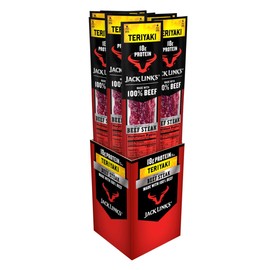 Jack Link's Beef Steak, Teriyaki - Protein Snacks, Meat Snack with 18g of Protein, Made with 100% Beef, Individually Wrapped Bulk Snack Pack, Keto Friendly - 2 Oz. (12 Count)