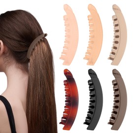 6 Pcs Banana Hair Clips, 5.1 Inch Large Banana Hair Clips for Women Girls, Cute Claw Hair Clips for Thick Thin Hair, Nonslip Banana Combs for Ponytail Holders