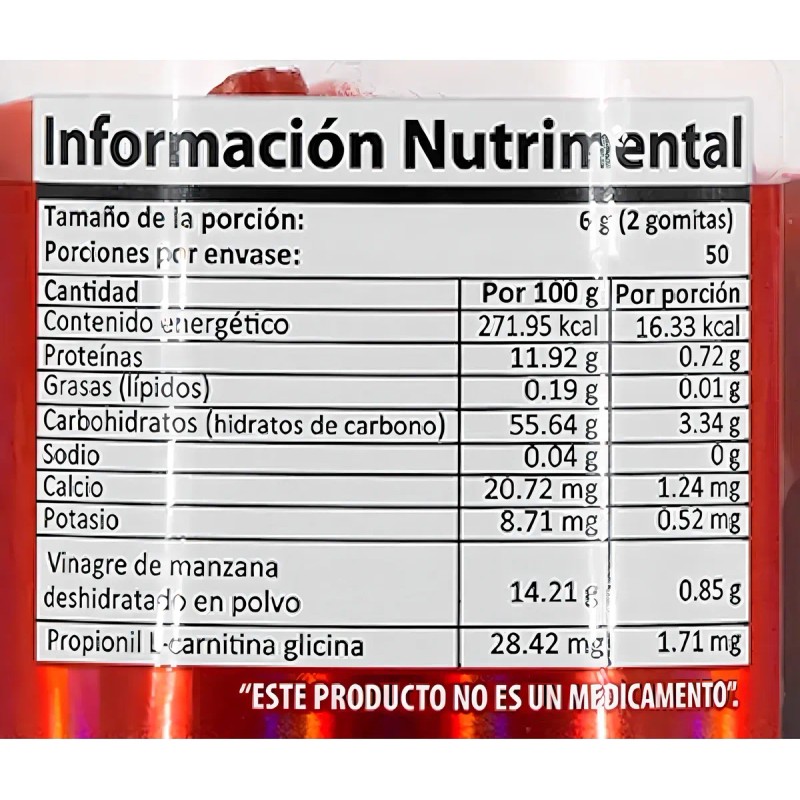Vinagre De Manzana Adl-gza Cereza 100 Gomitas Carnitina Natural Health