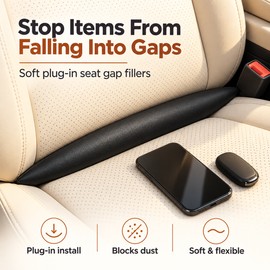 Car Seat Gap Filler 2 Pack – Flexible Seat Crevice Blocker to Stop Phones, Keys and Coins Falling Into Gaps
