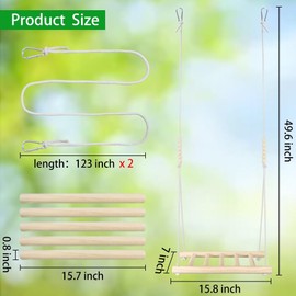 Kalekey 2 PCS Chicken Swing Set for Coops - Large Soft Rope Ladder & Wooden Perch Ladder, Boredom Buster Toys for Hens, Parrots, Poultry Accessories