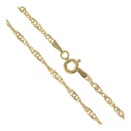 9ct Gold 1mm Light Twist Singapore Chain Necklace 20 Inch Long