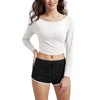 ODODOS Women's PeachSoft All Day Boat Neck Cropped T-Shirts V-Waist