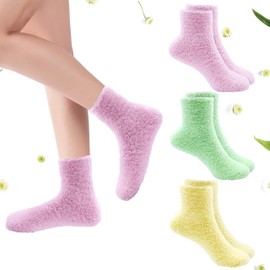 3 Pairs Aloe Socks Moisturizing Spa Socks for Dry Cracked Feet, Sleeping Fuzzy Socks Non Slip Lotion Socks for Women Men Spa, Foot Care Socks for Repairing Softening Dry Cracked Heel