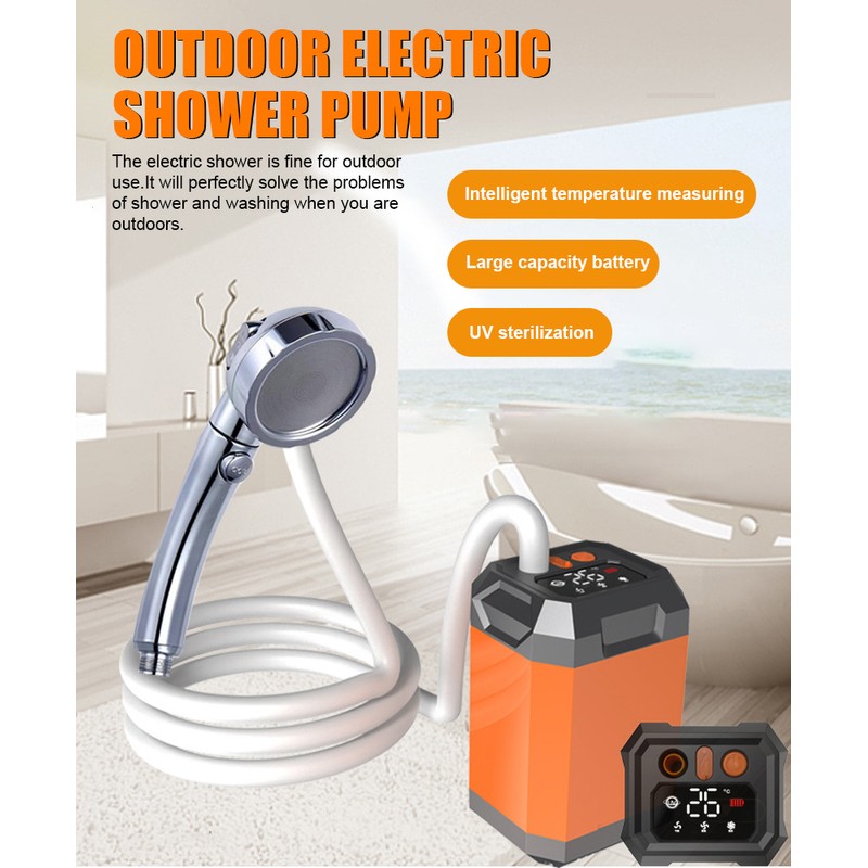 Portable Cordless Camping Shower Outdoor Electric Shower Pump Rechargeable Shower
