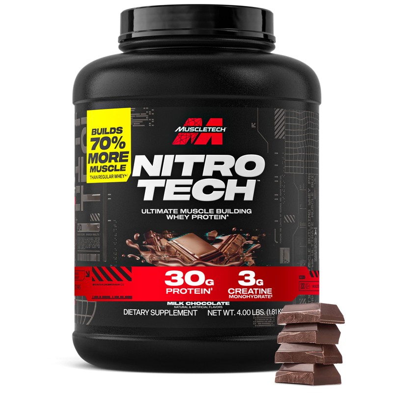 Muscletech Whey Protein Powder (Milk Chocolate, 4 Pound) - Nitro-Tech