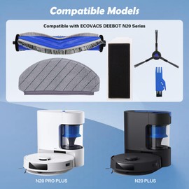 Spofan N20 Zubeh?r Ersatz Kompatibel f1r ECOVACS DEEBOT N20, N20 Plus, N20 Pro Plus Saugroboter, 1 Hauptb1rste, 4 Filter, 4 Seitenb1rsten, 4 Mopp Wischt1cher, 1 Reinigungsb1rste