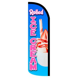 Rolled Ice Cream Premium Windless Feather Flag Bundle (Complete Kit) OR Optional - Flag Only