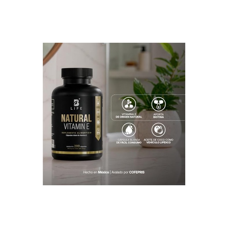 B Life Vitamina E y Biotina | 200 Cápsulas Blandas