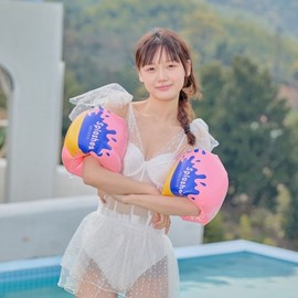 Masterful Adult & Kids Swim Ring: Hand-Splashed Ink Design lf2432 Standard + Blue Ink Splashed Arm Float [Triangle] 30ea