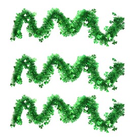 HIXNUG St.Patrick's Day Tinsel Decoration Shamrock Clover Green Metallic Garland Irish Wreath Lucky Shamrock Set for Irish Festival Party Supplies Home Decoration (3)