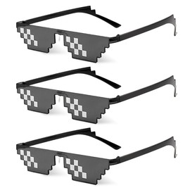O-Kinee 3 Pack Pixel Mosaic Glasses, MLG Glasses, Pixel Glasses, Sunglasses, Funny Toy, Mosaic Sunglasses, Ideal for Parties and Photo Shoots, Carnival, Party, Cosplay Costume