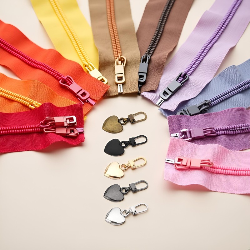 5Pcs Heart Shaped Zipper Pull Replacement - Metal Backpack Zipper