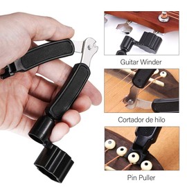 Guitarra accesorios, TYC Encordador y Enrollador de cuerdas para guitarra, Incluye Clippers, Extractor de clavijas, Encordador de clavijas, Herramienta 3 EN 1 para la mayoría de instrumentos de cuerda