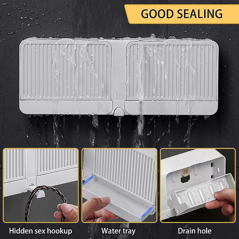 2-in-1 Wall Mounted Soap Dish,Soap Holder with Hooks, No Drilling