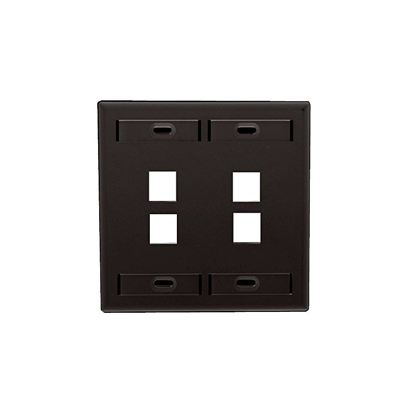 Leviton 4-Port Dual Gang QuickPort Wallplate with ID Windows, 42080-4EP,