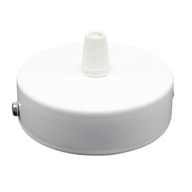 Junction Box White Metal in Set with Accessories Diameter 80 x 25 mm Distribution Canopy Surface-Mounted Box with Strain Relief Ceiling Canopy for Pendant Lamps and Hanging Lights