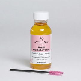AVELINA COSMETICS Kit Serum Alargador de Pestañas y Cejas 100% natural 60 ml. Incluye Tónico de Rosas con Aloe Vera 120 ml.